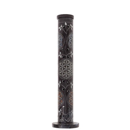 Soapstone Black column Incense holder