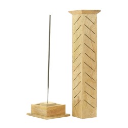 Clear Wood Column Incense Holder