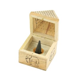 Wooden Elephant Pyramid Incense Holder