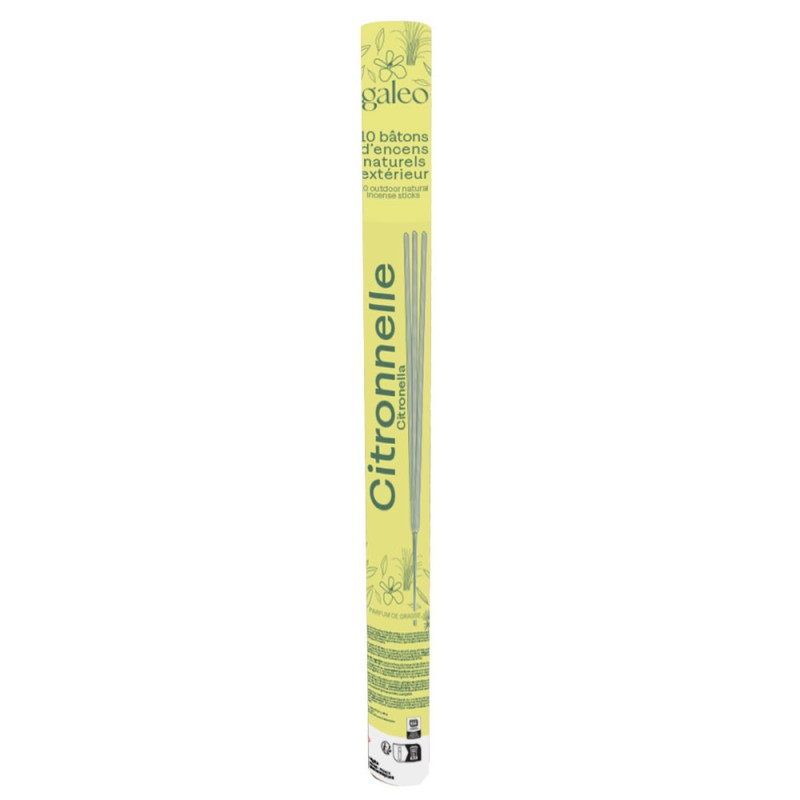 Tube 10 bâtons d'encens naturels extérieur Citronnelle
