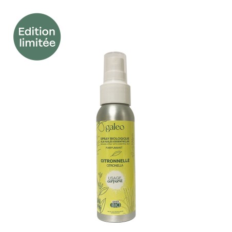 Spray corporel citronnelle 99,99% BIO aux huiles essentielles