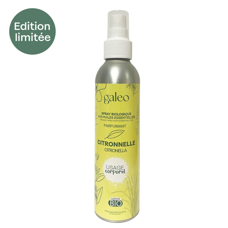 Spray corporel citronnelle 99,99% BIO aux huiles essentielles