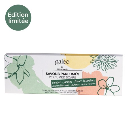 Trio de savons parfumés - Fleur de cerisier, Jasmin, Fleurs blanches