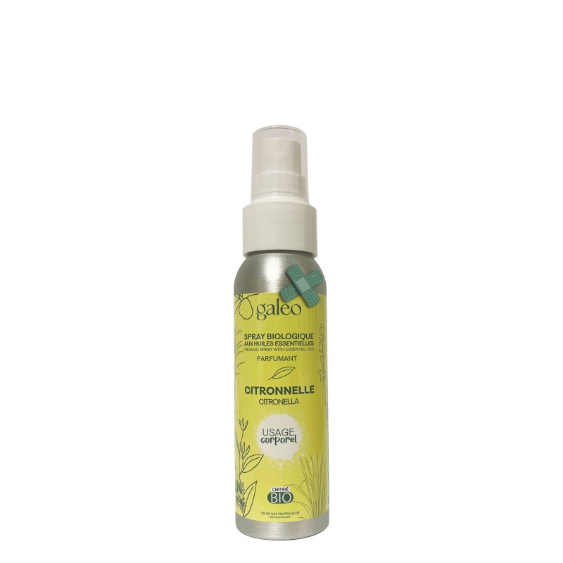 Spray corporel 75ml citronnelle BIO aux huiles essentielles - imparfait
