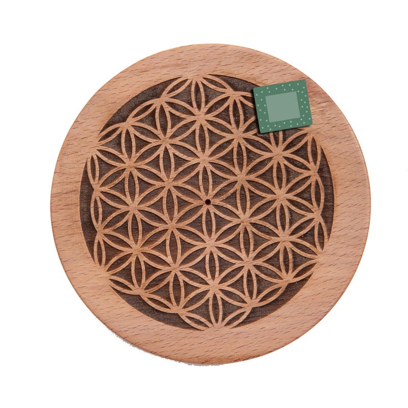 Flower of life wooden incense holder - imperfect